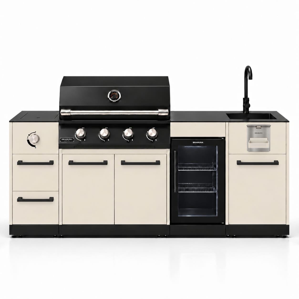 מטבח חוץ נייד 2.15 מטר עם גריל ומקרר – BRABURA COMPACT 400 KORAL